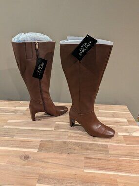 Naturalizer Nona Extra Wide Calf Knee High Boot Cappuccino Women's 7W NWT